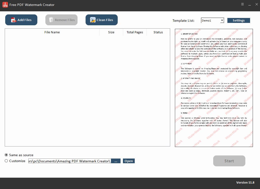 Free PDF Watermark Creator下载,水印添加